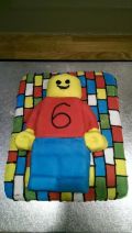 Lego minifigure birthday cake