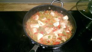 Pollo al Chilindron in the pan
